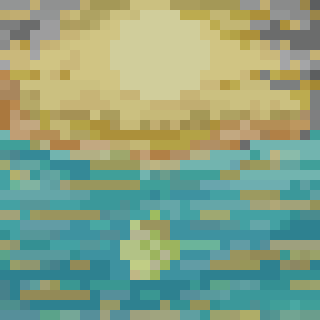 pixel art of a ocian sunset